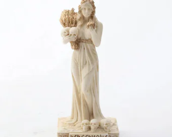 Ivory Gold Finish Persephone Goddess Mini Statue Hand Painted  3 1/2" 