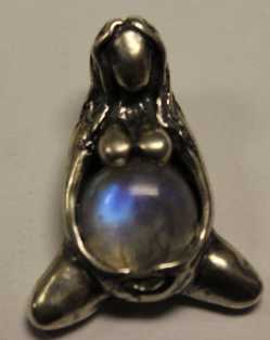 Large Abundance Goddess Pendant w/ Rainbow Moonstone 