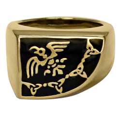 Large Bronze Raven Banner Ring 