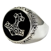 Large Silver Bronze Thors Hammer Ring  