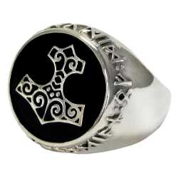 Large Silver Bronze Thors Hammer Ring  