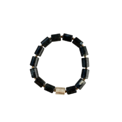 Larvikite Semi Precious Stretch Gemstone Bracelet Larvikite Semi Precious Stretch Gemstone Bracelet