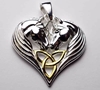  Lisa Parker Two Unicorn Triquetra Heart Sterling and Gold Pendant  
