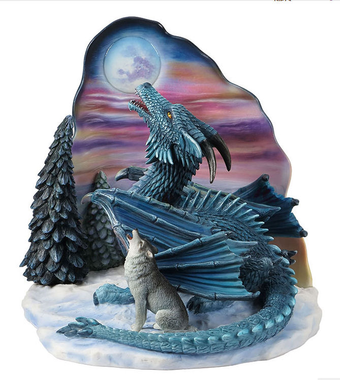 MOONSONG Statue Wolf and Dragon by Ed Beard Jr.