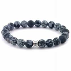 Men's Beaded Gemstone Healing Bracelet Matte Snowflake Obsidian Men's Beaded Gemstone Healing Bracelet Matte Snowflake Obsidian