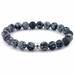 Men's Beaded Gemstone Healing Bracelet Matte Snowflake Obsidian - FASBSO
