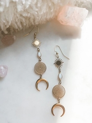 Moondream - Opal Drop Earrings Bohemian Jewelry, Boho Jewelry, Eclectic Jewelry, Bohemian Earrings, Emerald Sun Earrings