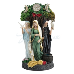 Painted Triple Goddess Mother Maiden Crone Statue  Painted Triple Goddess Mother Maiden Crone Statue