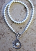Pearl Necklace with Sterling Silver Mermaid Drop 