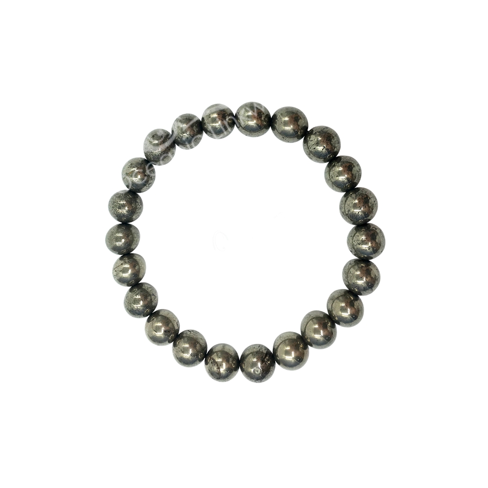 Pyrite 8mm Beaded Crystal Stone Bracelet for wealth and prosperity