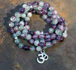 Rainbow Fluorite Meditation Healing Mala w/ Om Symbol Rainbow Fluorite Meditation Healing Mala w/ Om Symbol