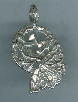 Rustic Sterling Silver Butterfly Pentacle Pendant 