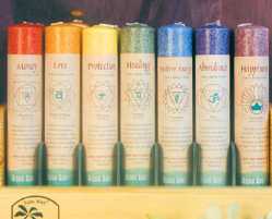 Set of all Seven Chakra Pillars Palm Wax Candles 