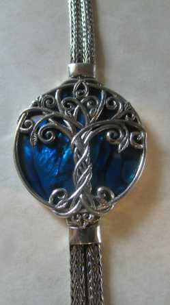Silver Tree of Life Bracelet with Blue Abalone Shell   