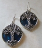 Silver Tree of Life Earrings with Blue Abalone Shell  