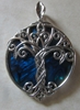 Silver Tree of Life Pendant with Blue Abalone Shell 