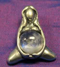 Small Abundance Goddess Pendant w/ Rainbow Moonstone 