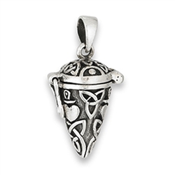 Small Sterling Silver Claddagh & Triquetra Treasure Chamber Pendant 