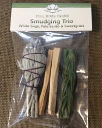 Smudging Trio - White Sage/Palo Santo/Sweetgrass Mini White Sage & Cedar Wands, sage, Omaha, smudge Omaha, Sweetgrass, smudgesticks