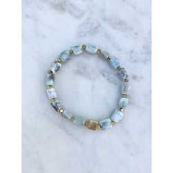 Soothing Larimar Semi Precious Stretch Gemstone Bracelet   Soothing Larimar Semi Precious Stretch Gemstone Bracelet  