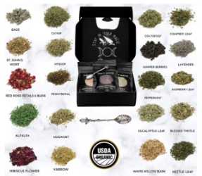 Spiritual Herb Mini Kit- 20 Ritual Herbs with Crystal Spoon by Holy Santo 