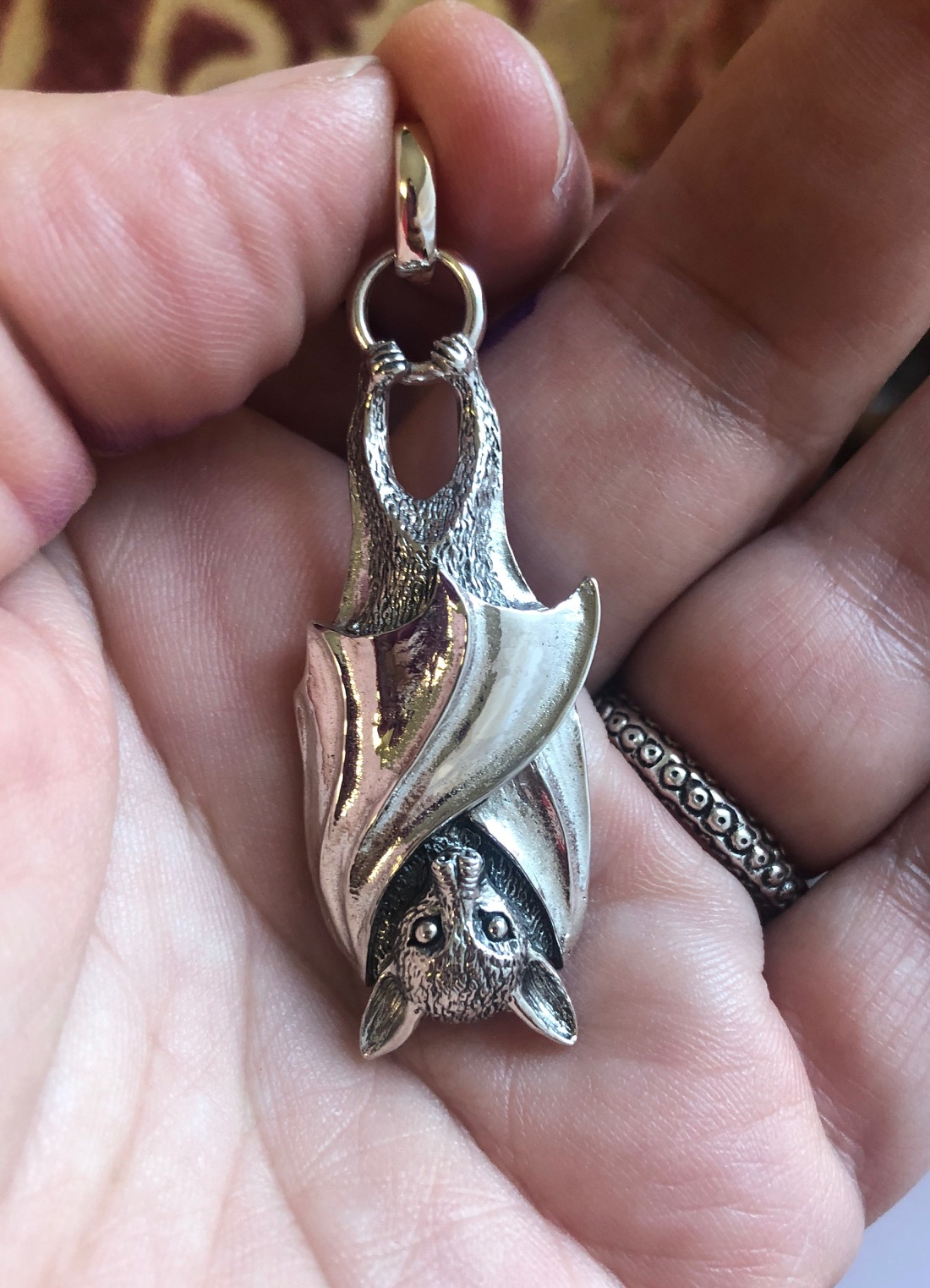 CZ Vampire Bat Necklace Sterling Silver - Eleganzia Jewelry