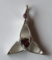 Sterling Silver Blade Triquetra Pendant with Garnet 