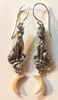 Sterling Silver Cat and Moon Earrings 