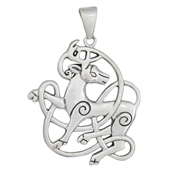Sterling Silver Celtic Stag Pendant by Dryad Designs 