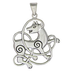Sterling Silver Celtic Wolf Pendant by Dryad Designs  