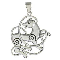 Sterling Silver Celtic Wolf Pendant by Dryad Designs  
