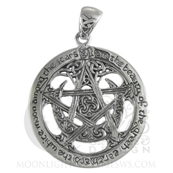 Sterling Silver Extra Large Cut Out Tree Pentacle Pendant TPD208 
