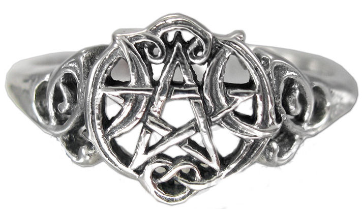 Sterling Silver Heart Pentacle Ring 
