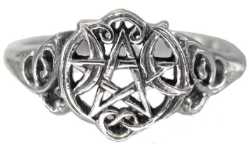 Sterling Silver Heart Pentacle Ring 