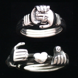 Sterling Silver Heart in Hands Ring 