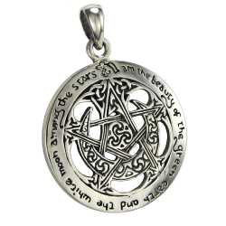 Sterling Silver Cut Out Moon Pentacle Pendant By Dryad Designs Sterling Silver Cut Out Moon Pentacle Pendant By Dryad Designs, moon pentacle, crescent moon pentagram