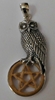 Sterling Silver Owl Totem Carved Bone Pentacle Pendant  
