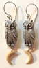 Sterling Silver Owl and Moon Earrings  