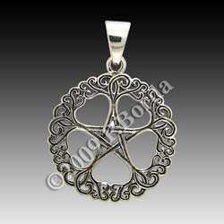 Sterling Silver Rose Pentacle Pendant  