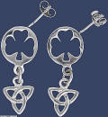  Sterling Silver Shamrock & Charmed Symbol/Trinity Knot Post Earrings  
