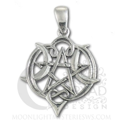Sterling Silver Small Heart Pentacle Pendant by Dryad Designs  