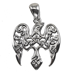Sterling Silver Small Raven Pentacle Pendant 