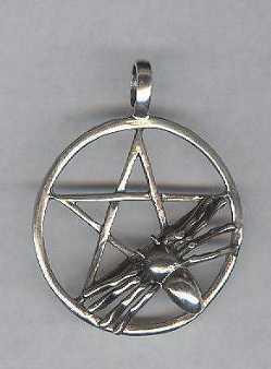 Sterling Silver Spider Totem Pentacle Pendant 