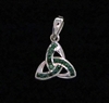 Sterling Silver Triquetra with Green CZ- Small Pendant 