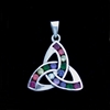 Sterling Silver Triquetra with Rainbow CZ- Small Pendant 