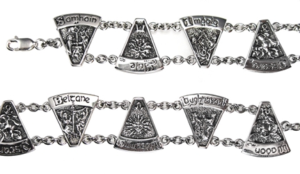 Sterling Silver Wheel of the Year Sabbat Bracelet by Dryad Designs 