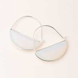 Crystal Prism Hoop Earrings -  Opalite Silver Stone Prism Hoop Earring -  Opalite Silver