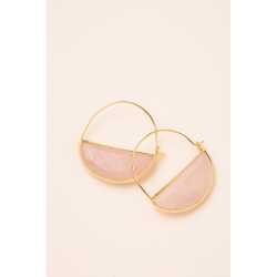 Crystal Prism Hoop Earrings - Rose Quartz/Gold  Stone Prism Hoop Earring - Rose Quartz/Gold 