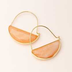 Crystal Prism Hoop Earrings - Sunstone/Gold Stone Prism Hoop Earring - Sunstone/Gold