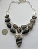 Stunning Bold Sardonyx Smoky Quartz and Pearl Sterling Silver Necklace Collar 